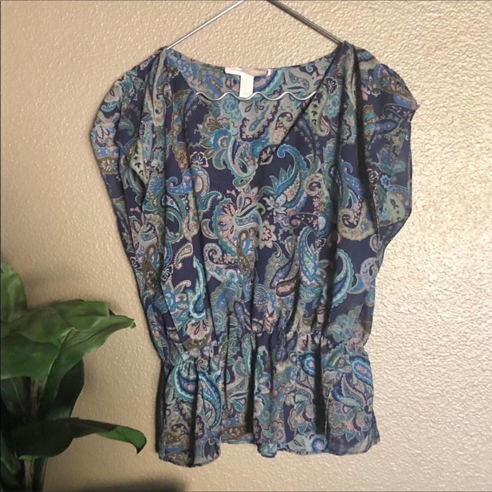 Forever 21 Peacock Color Paisley Print Blouse